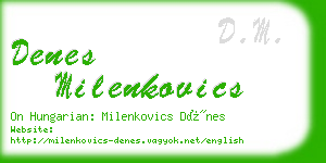 denes milenkovics business card